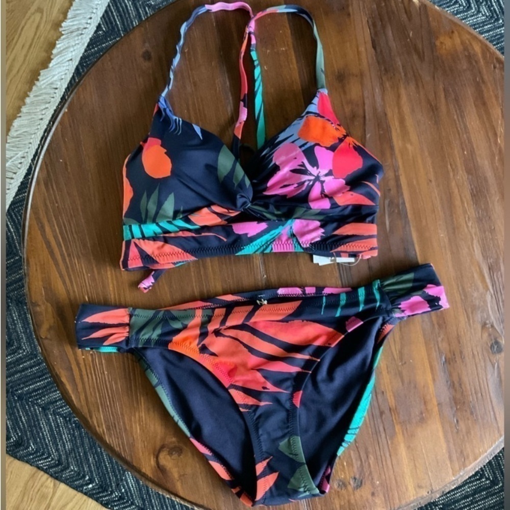 Jessica Simpson Tropical Navy MOOD MULTI Surfers paradise bikini size L/XL - Picture 3 of 5